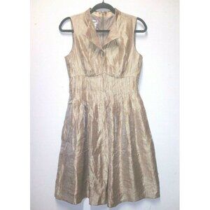 Party dress/Cocktail/Church dress Sz 8 Maggy collared gold color fit and flare